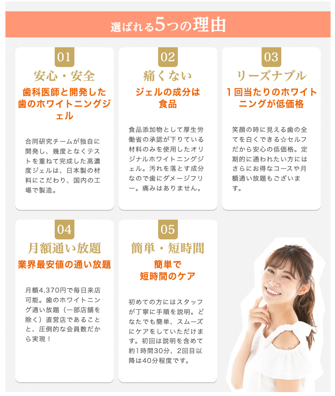 ホワイトニングバー選ばれる理由